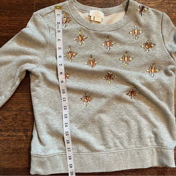 Kate Spade size XS rhinestone embellished gray sweatshirt - Picture 9 of 13